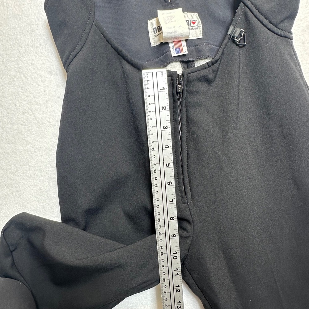 Vintage Obermeyer Ski Bibs Overalls Pants Women 10 Black Stirrup Zip USA Retro - Picture 13 of 15